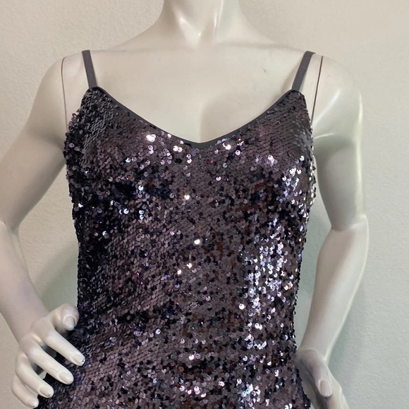 Lulus Purple Iridescent Sequin V-Neck Adjustable Strap Mini Dress Size XS - Picture 3 of 6